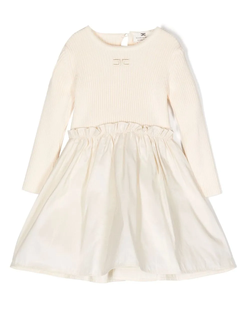 

Elisabetta Franchi La Mia Bambina embroidered-logo paperbag dress - Neutrals