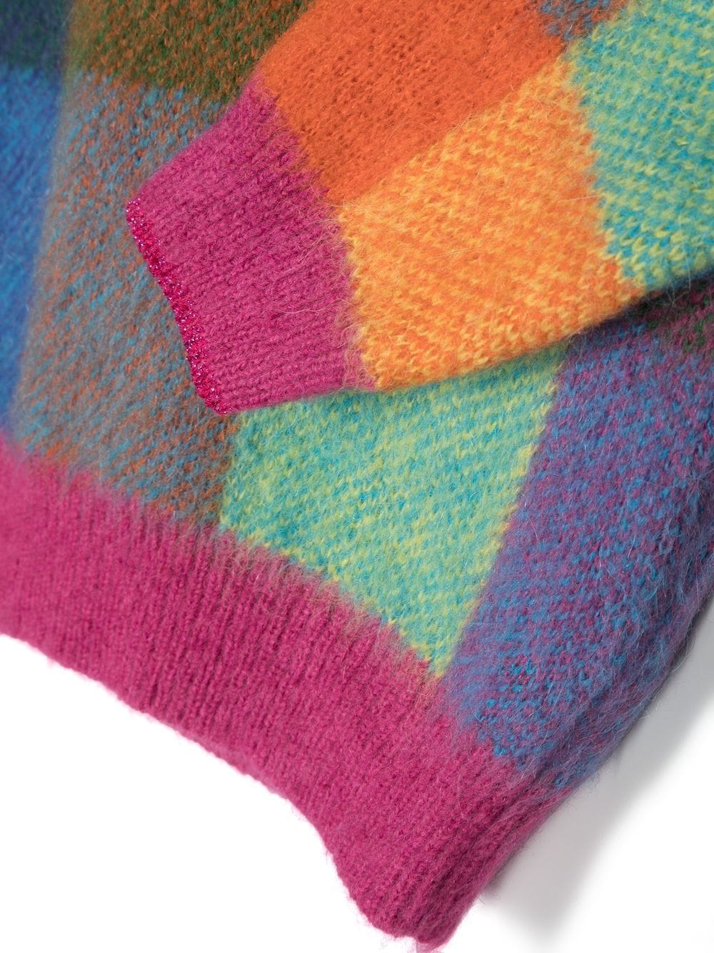 Shop Mc2 Saint Barth Fine-knit Check-pattern Jumper In Pink