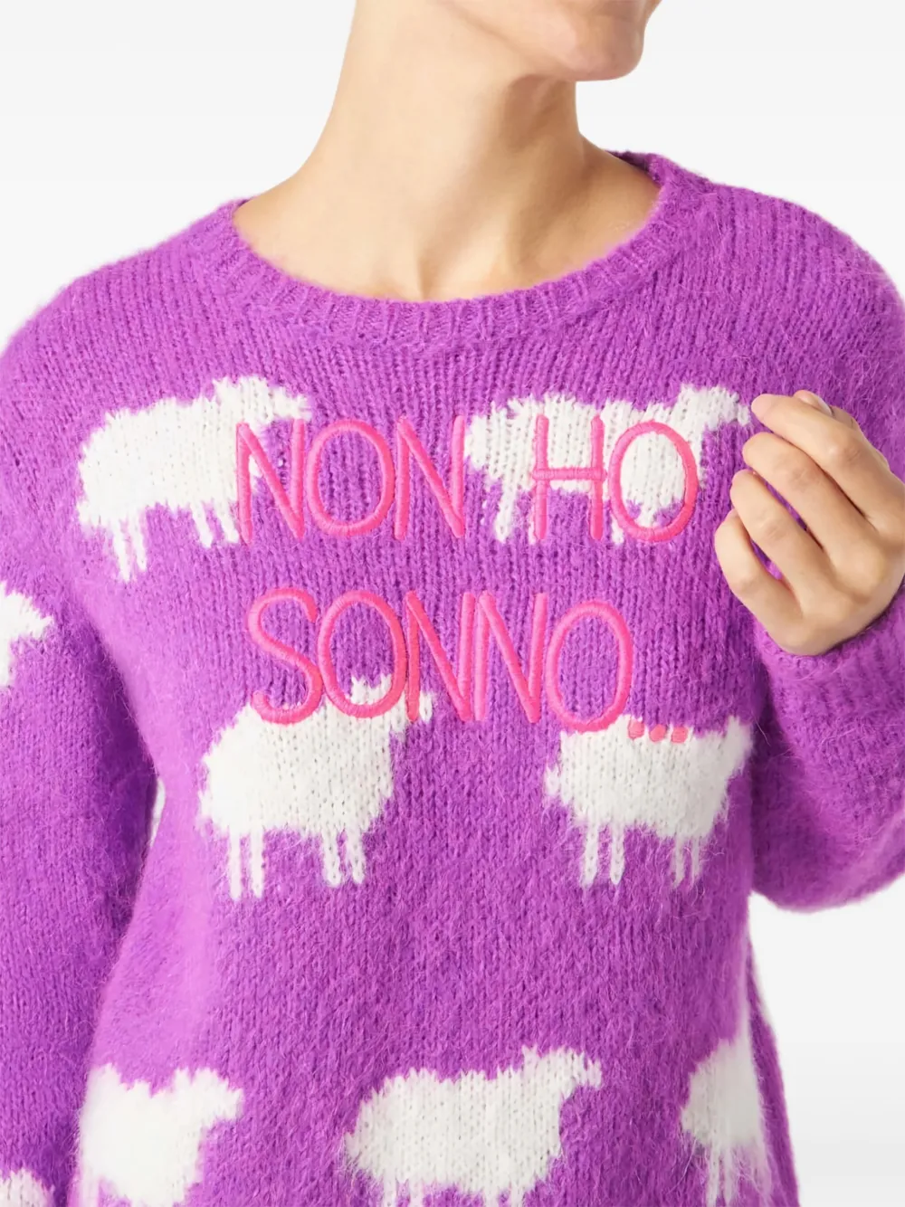 Mc2 Saint Barth Jumper With Embroidery And Sheep In Purple