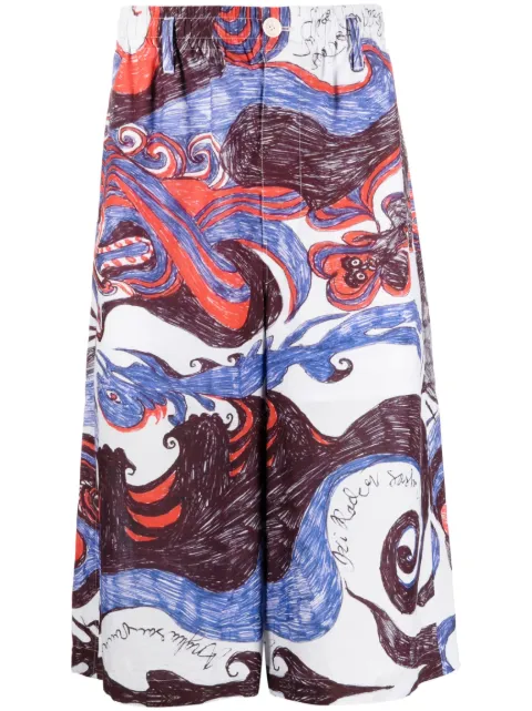 Lemaire painterly-print cotton bermuda shorts