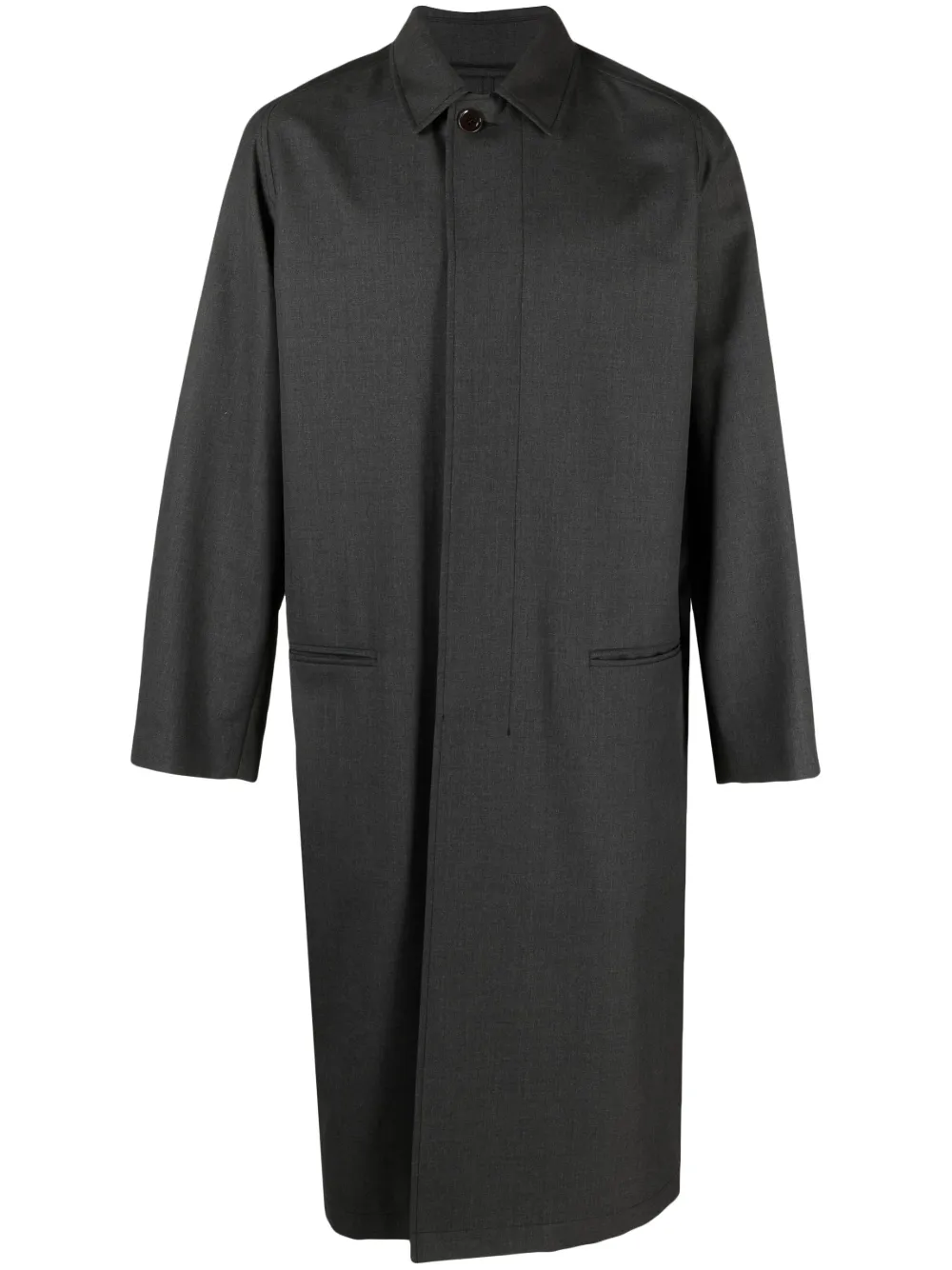 Lemaire Raglan Long Wool Suit Coat In Grey