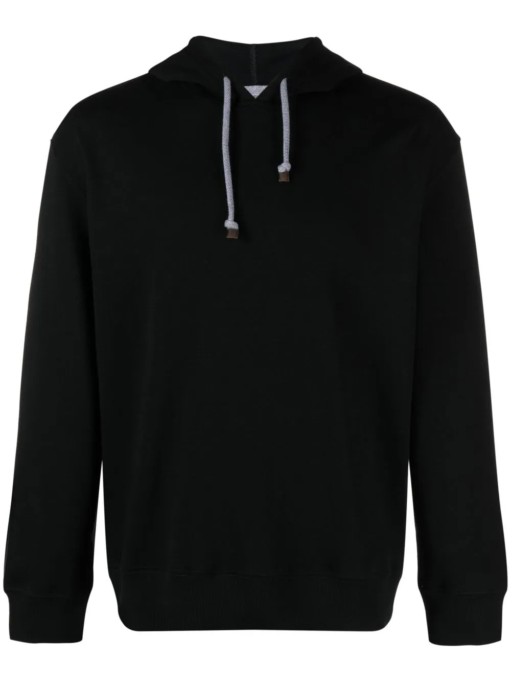 Shop Brunello Cucinelli Drawstring Neck Cotton Hoodie In Black