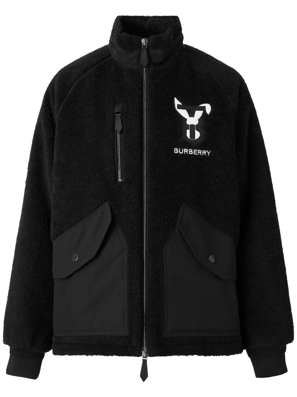 

Burberry rabbit appliqué fleece bomber jacket - Black