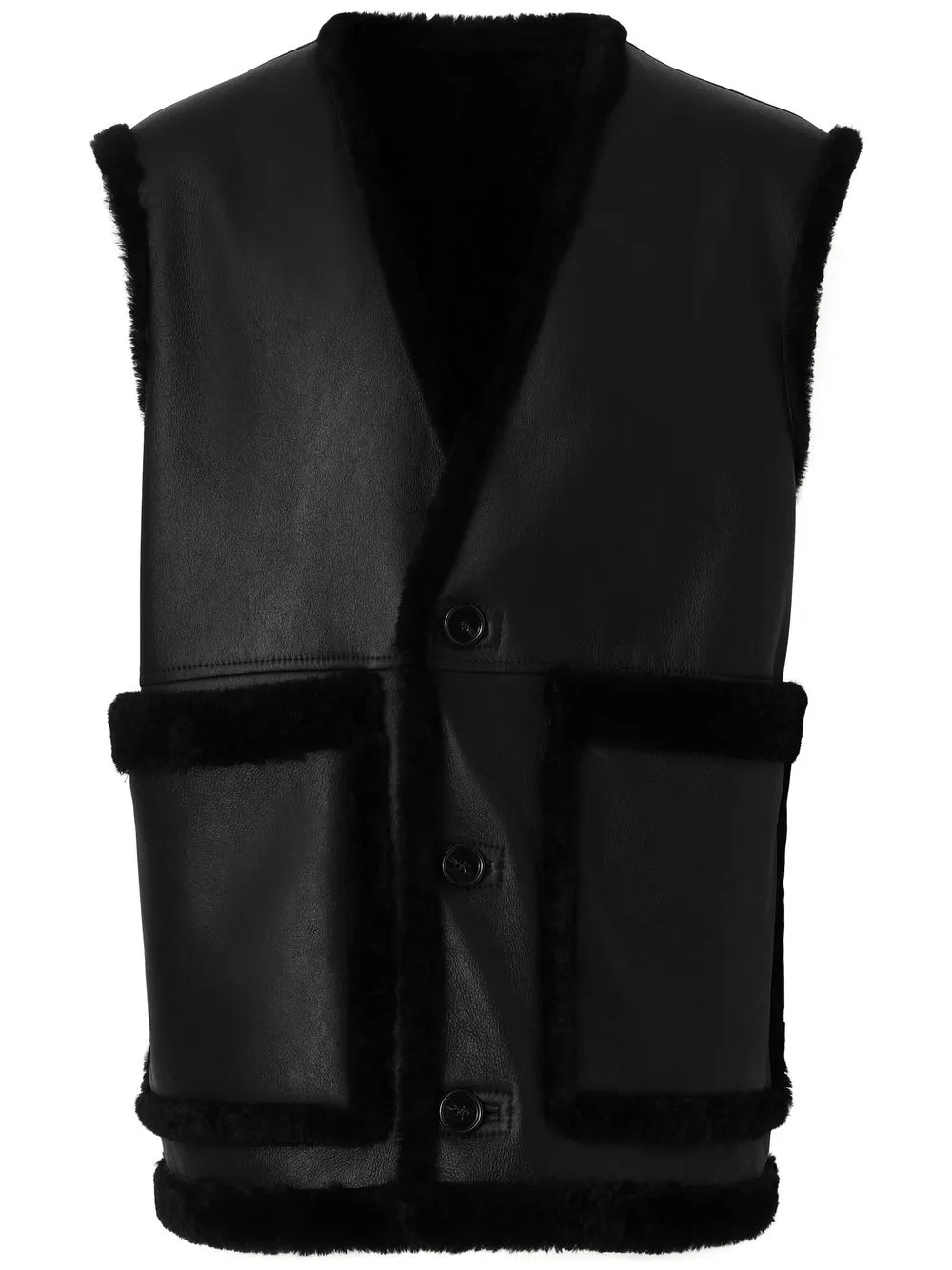 

Burberry pocket-detail shearling gilet - Black