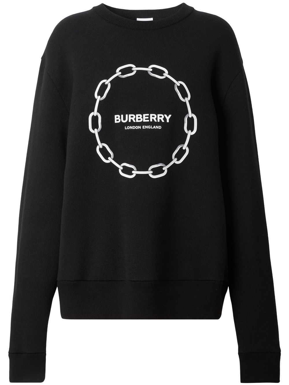 Burberry Chain-print Wool-cotton Sweatshirt In Black