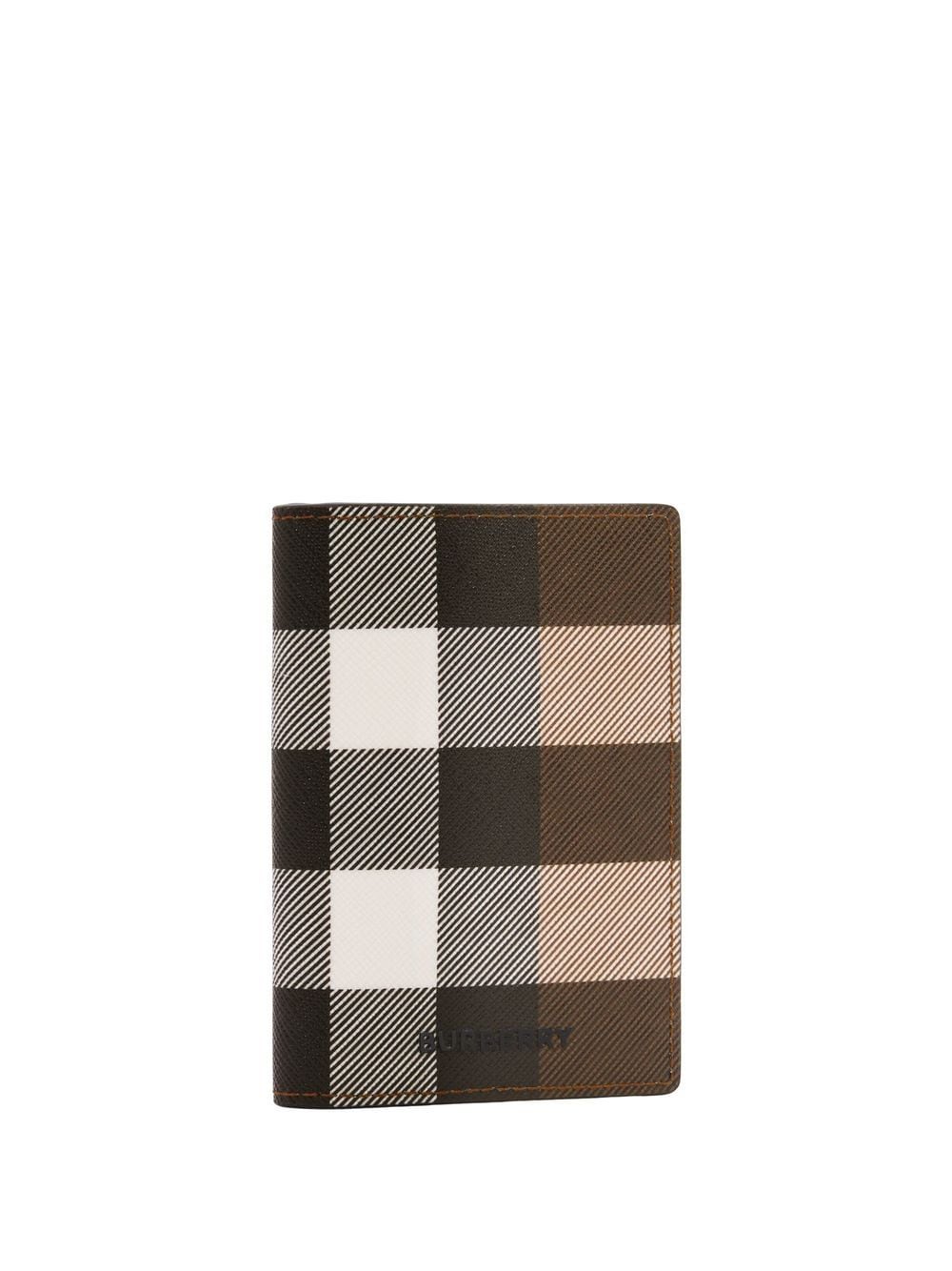 Shop Burberry Checked Folding Card Case In Braun