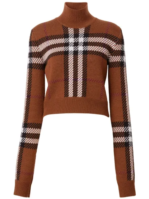 Burberry suéter corto con motivo Exaggerated Check