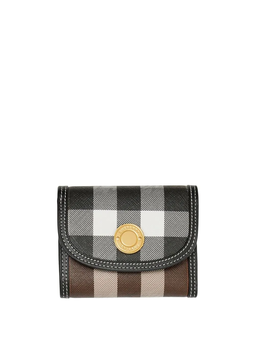 Burberry Checked Small Folding Wallet In Brown