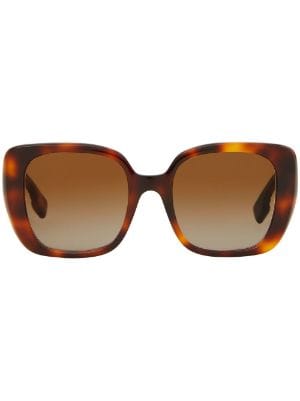 Monogram Motif Oversized Round Frame Lola Sunglasses in Dark  Tortoiseshell/brown - Women | Burberry® Official