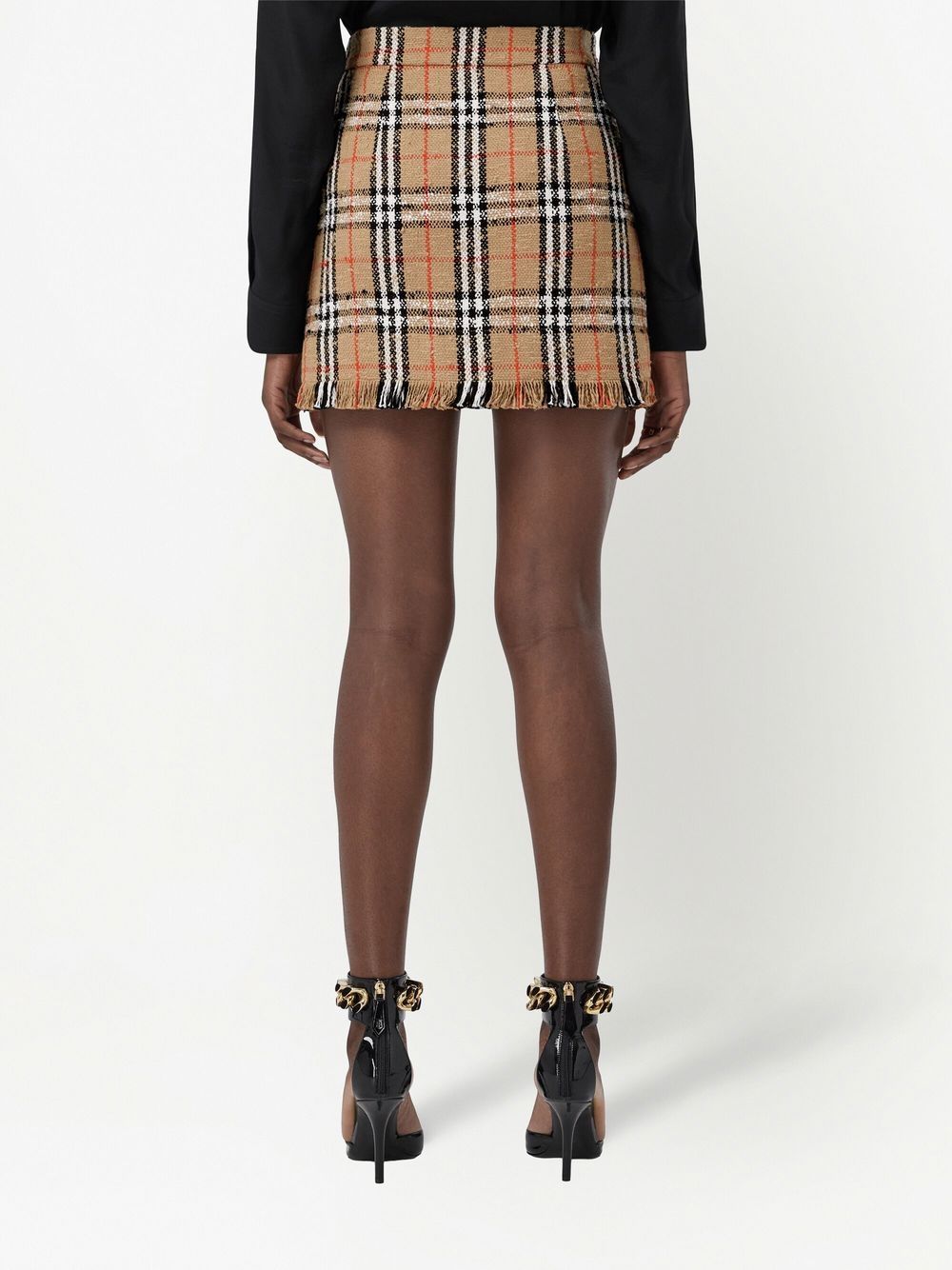 Shop Burberry Vintage Check Bouclé Mini Skirt In Neutrals