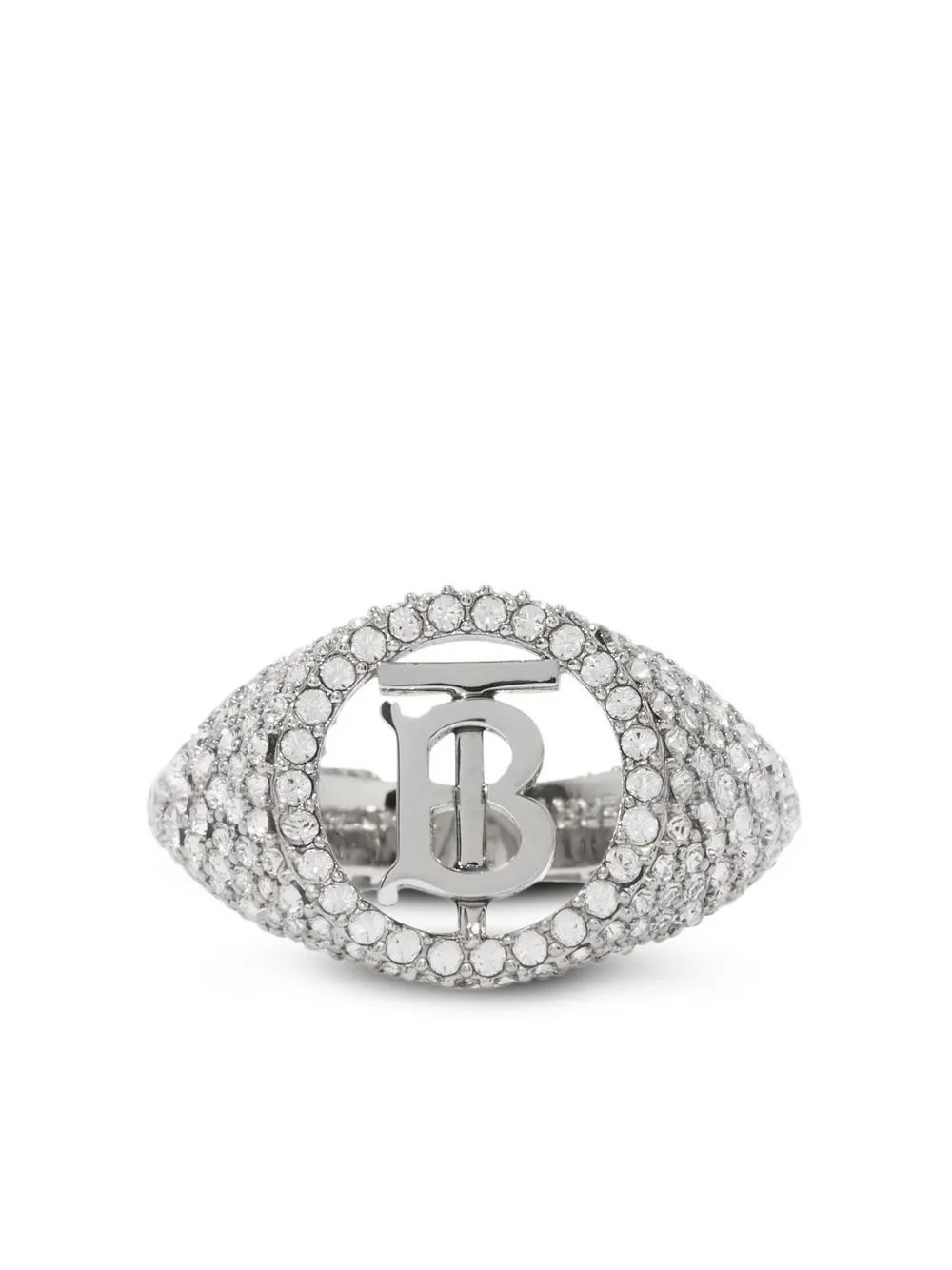 BURBERRY CRYSTAL-EMBELLISHED SIGNET-BAND RING