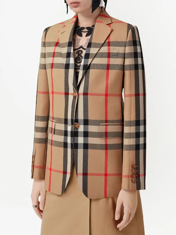 Burberry Check wool-cotton Jacquard Tailored Jacket - Farfetch