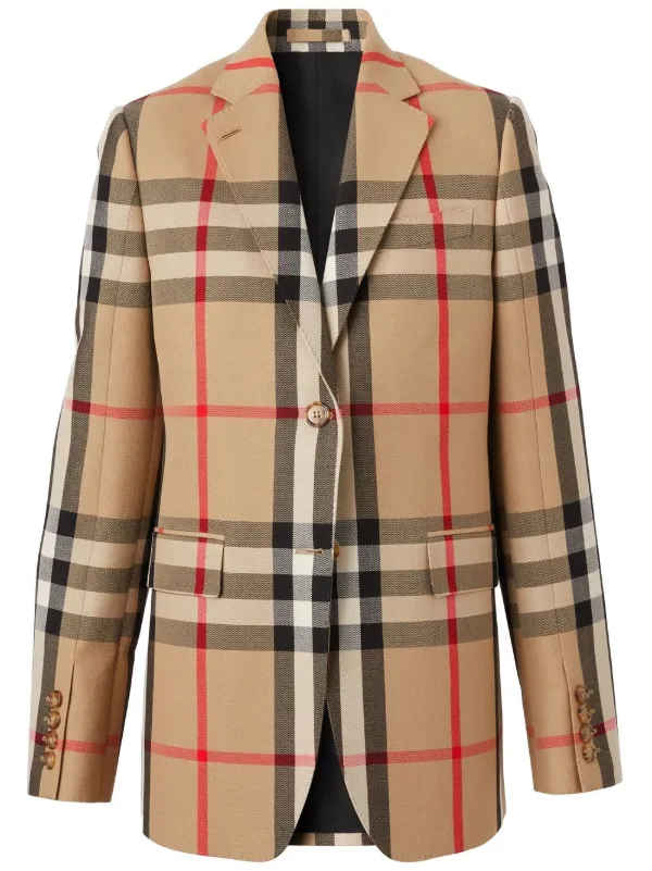 Burberry Check wool-cotton Jacquard Tailored Jacket - Farfetch