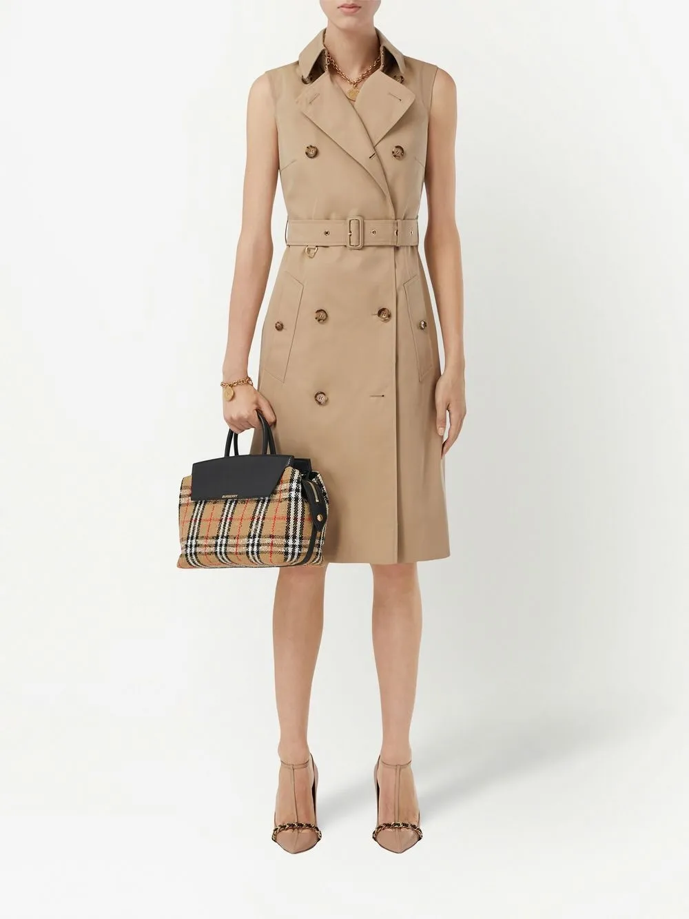 Burberry Mouwloze trenchjurk - HONEY