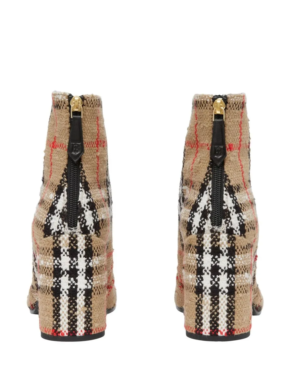 Burberry Anita Check Block-heel Ankle Boots In Neutrals
