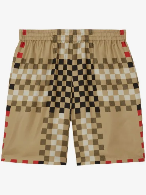 Burberry Pixel Check silk shorts