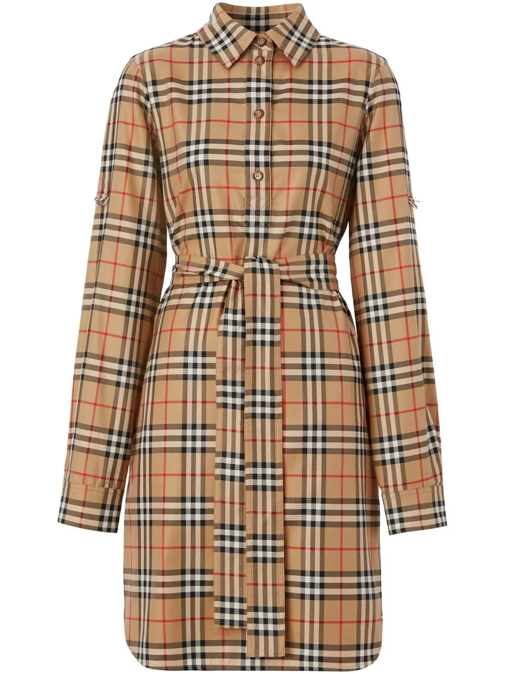 burberry robe-chemise nouée à motif vintage check - tons neutres