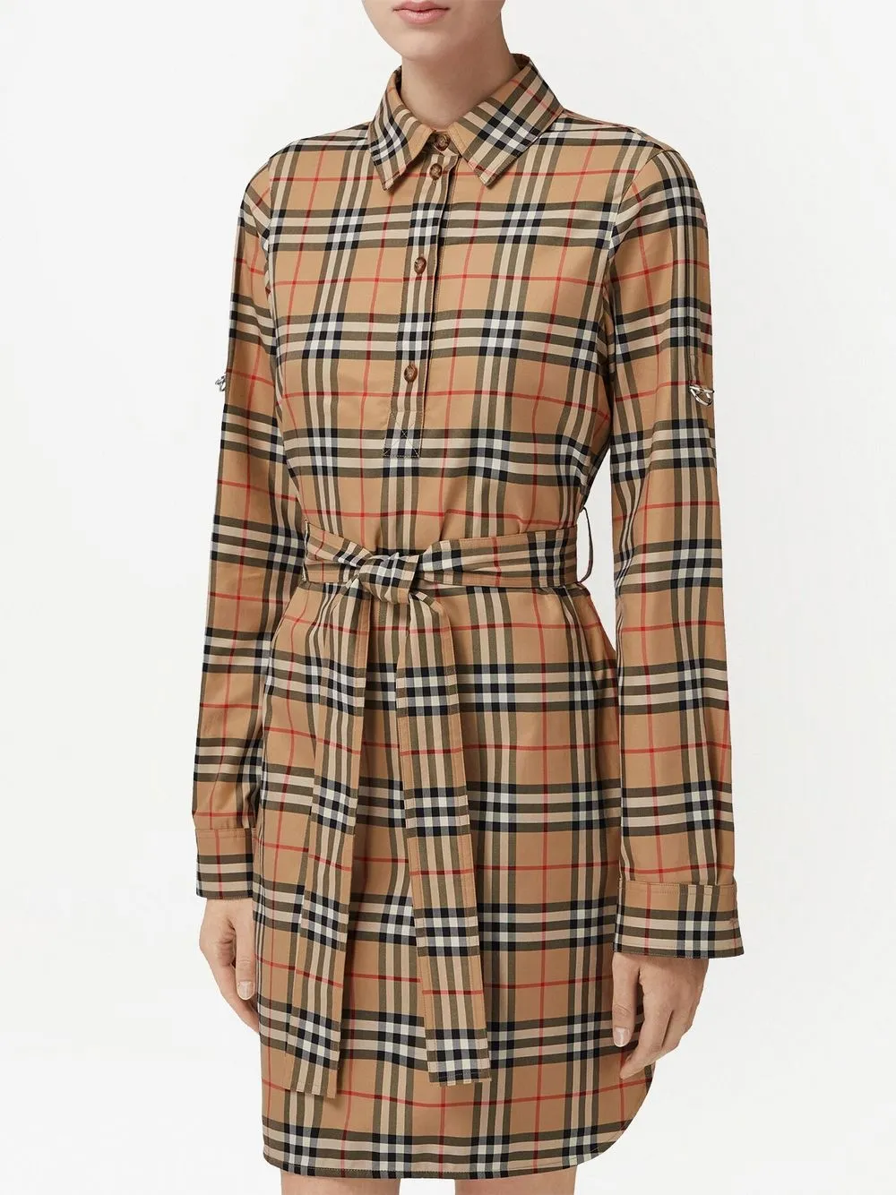 Vintage Check cotton tie-waist shirt dress