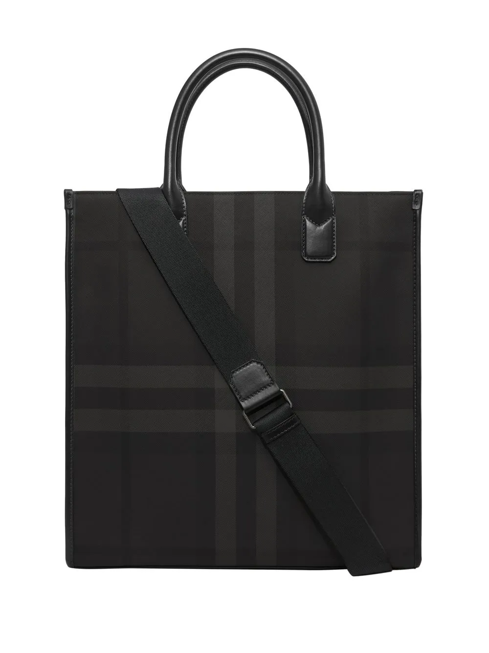 Shop Burberry Signature Check Tote Bag In Black