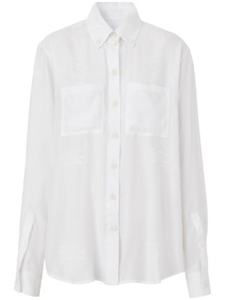 Burberry women's white discount button down shirt