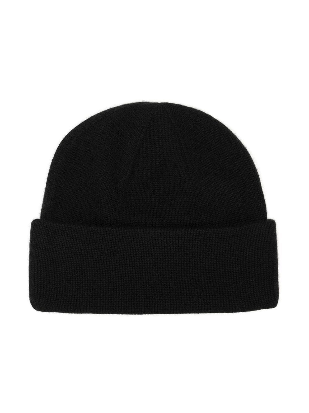 Shop Burberry Logo Crest Embroidery Knitted Cashmere Beanie In Black