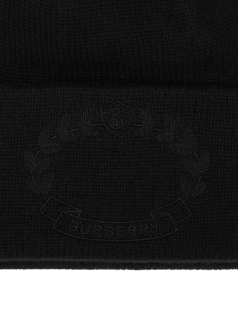 Shop Burberry Logo Crest Embroidery Knitted Cashmere Beanie In Black