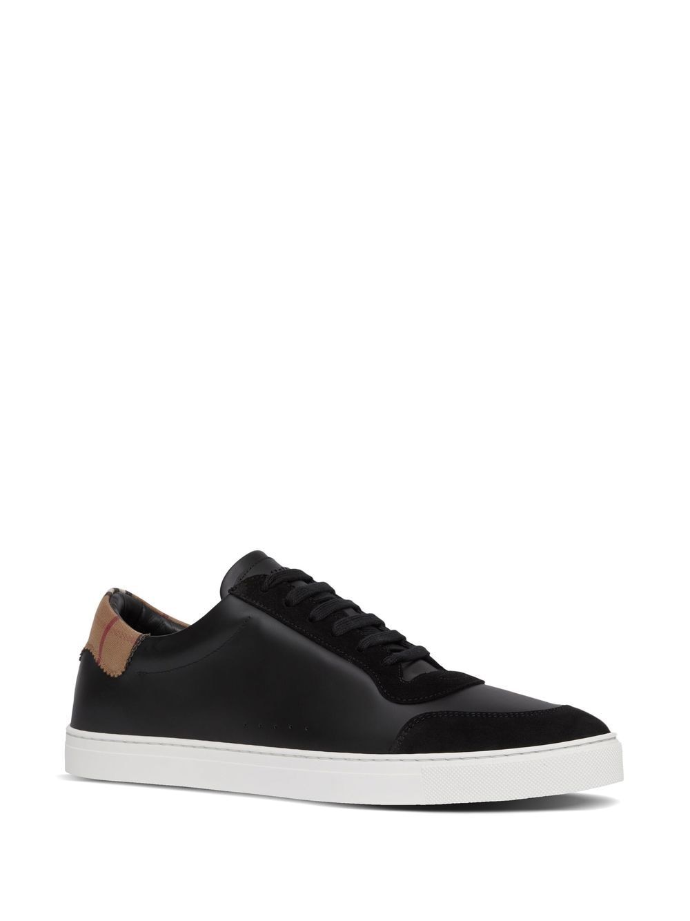 Shop Burberry Vintage Check Panelled Leather Sneakers In Black