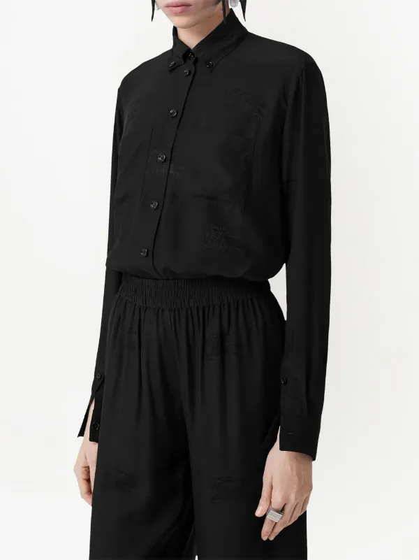 国内発 BURBERRY EKDロゴフロントボタン留め長袖シャツ Burberry EKD シルクシャツ | ブラック | FARFETCH JP