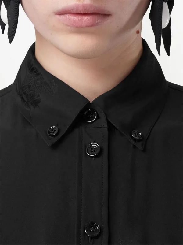 国内発 BURBERRY EKDロゴフロントボタン留め長袖シャツ Burberry EKD シルクシャツ | ブラック | FARFETCH JP