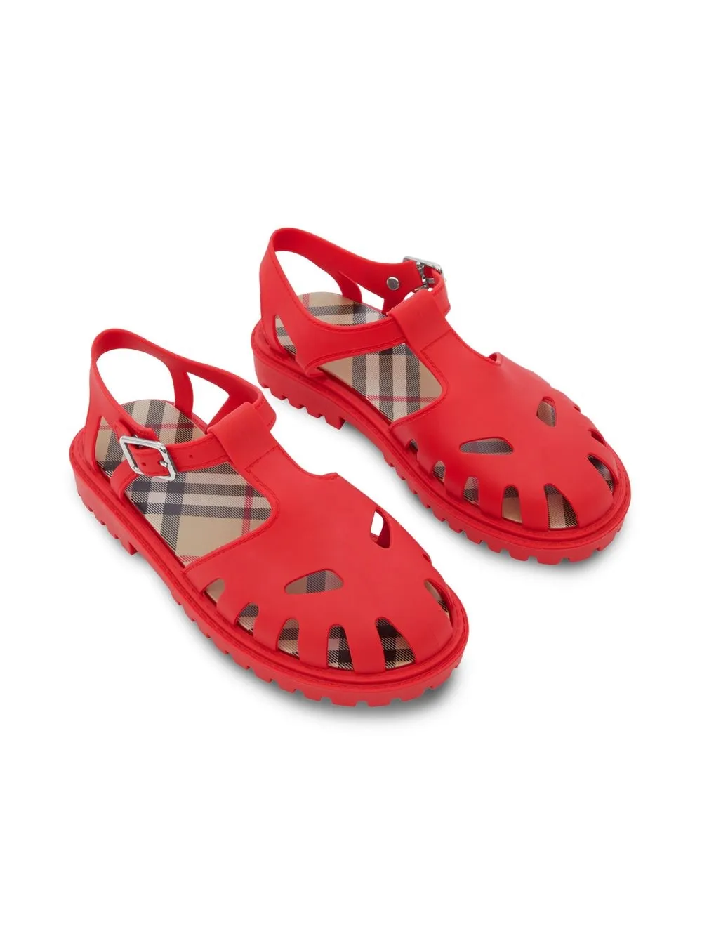 Burberry Red Rubber Sandals In Red