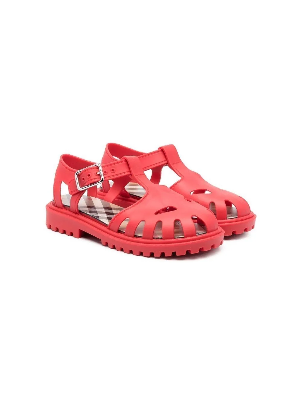 Burberry Red Rubber Sandals In Red