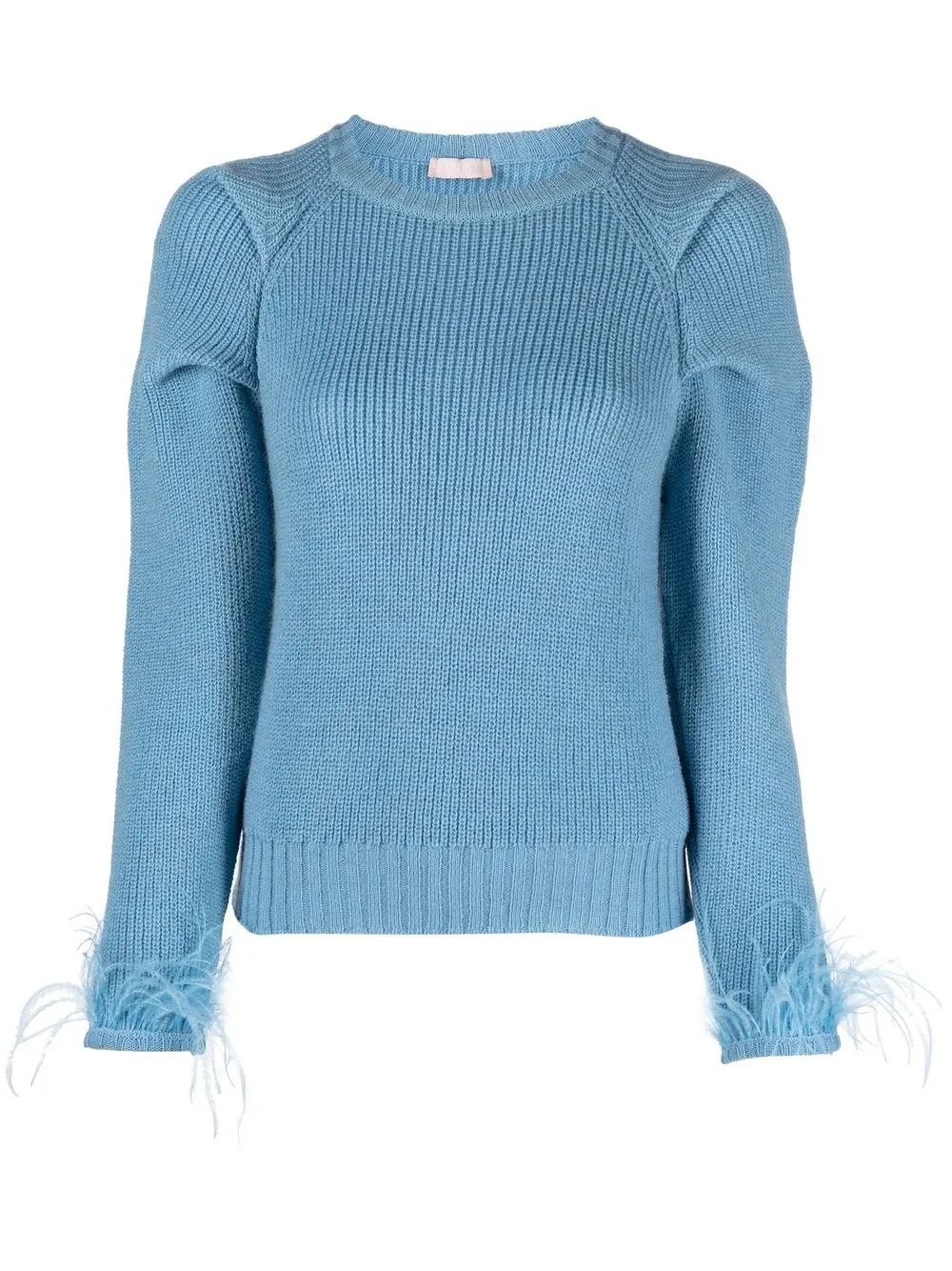 

LIU JO feather cuff detail knitted jumper - Blue