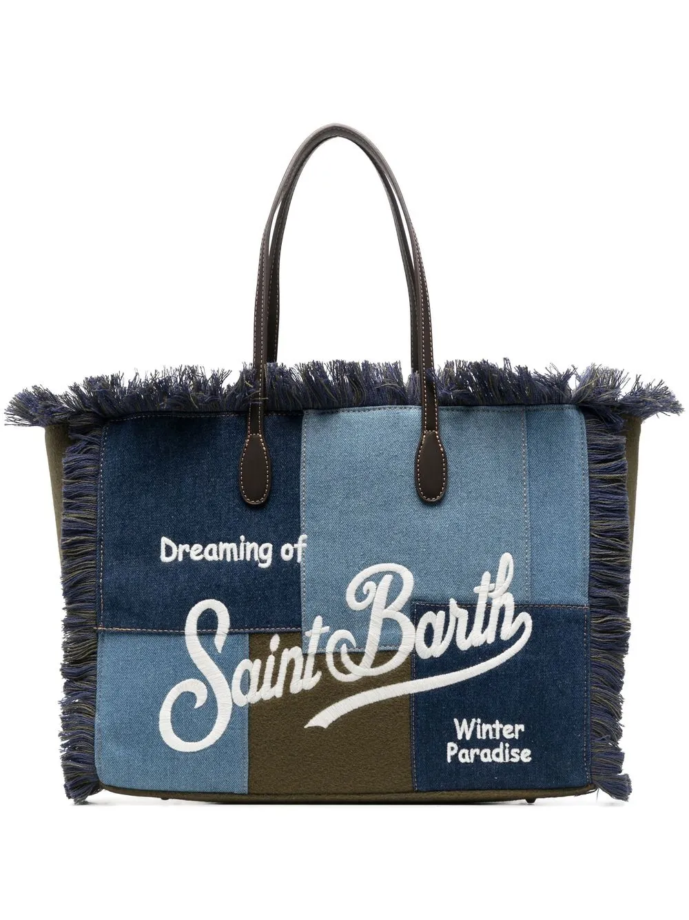 

MC2 Saint Barth patchwork embroidered-logo tote bag - Blue