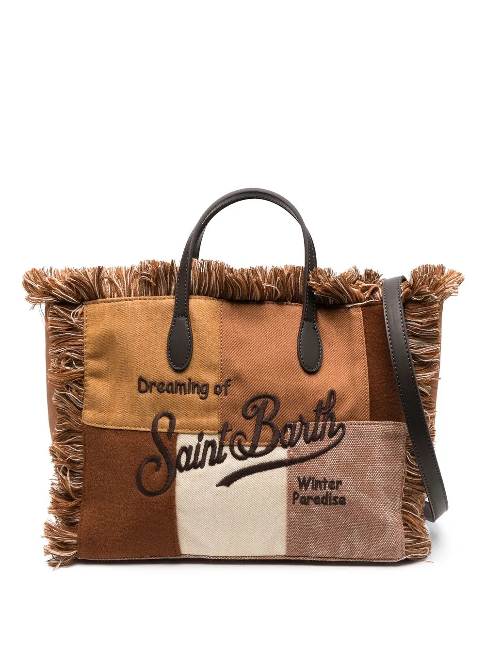 

MC2 Saint Barth patchwork embroidered-logo tote bag - Brown