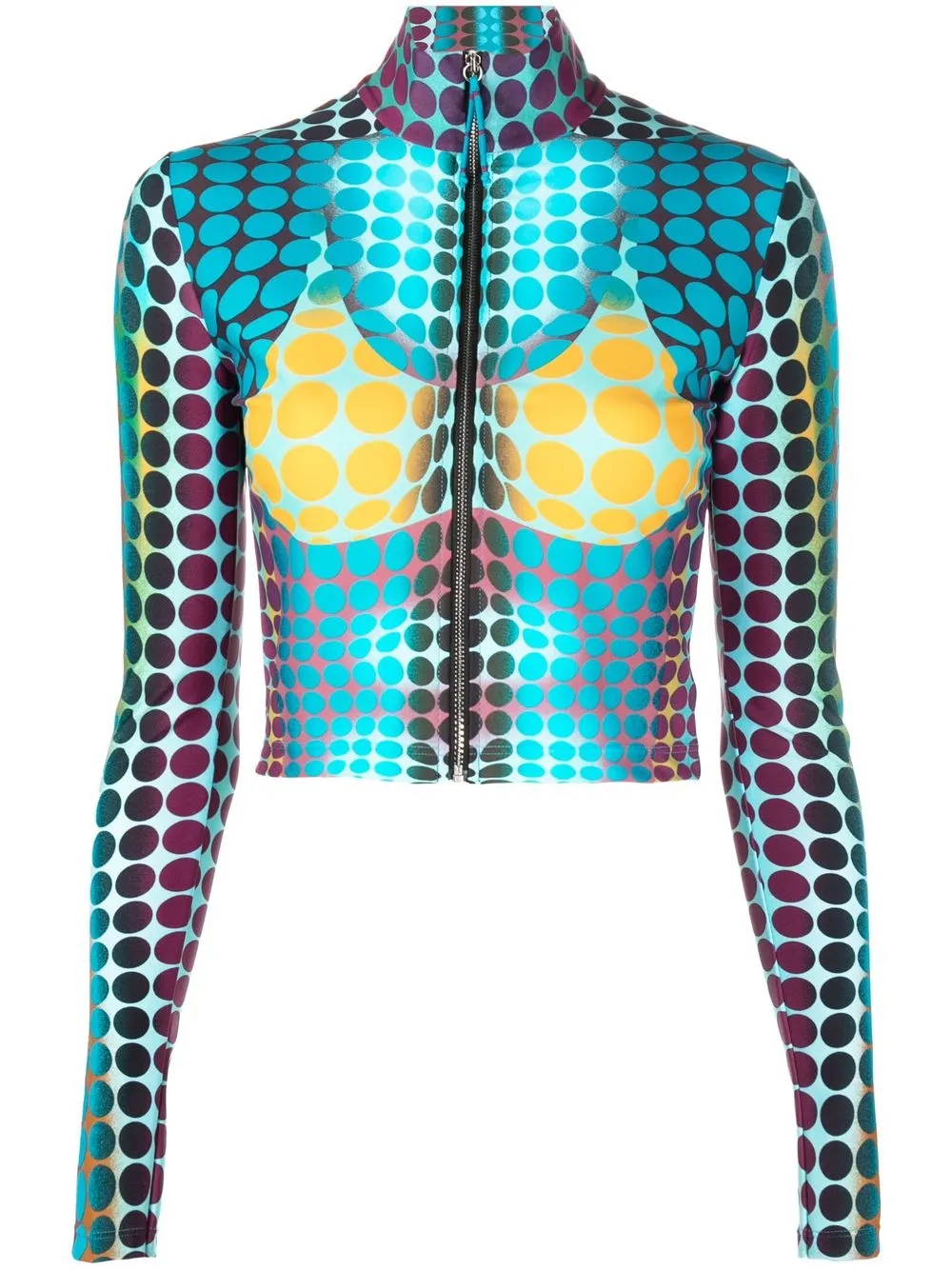 

Jean Paul Gaultier dot-print long sleeved stretch top - Blue