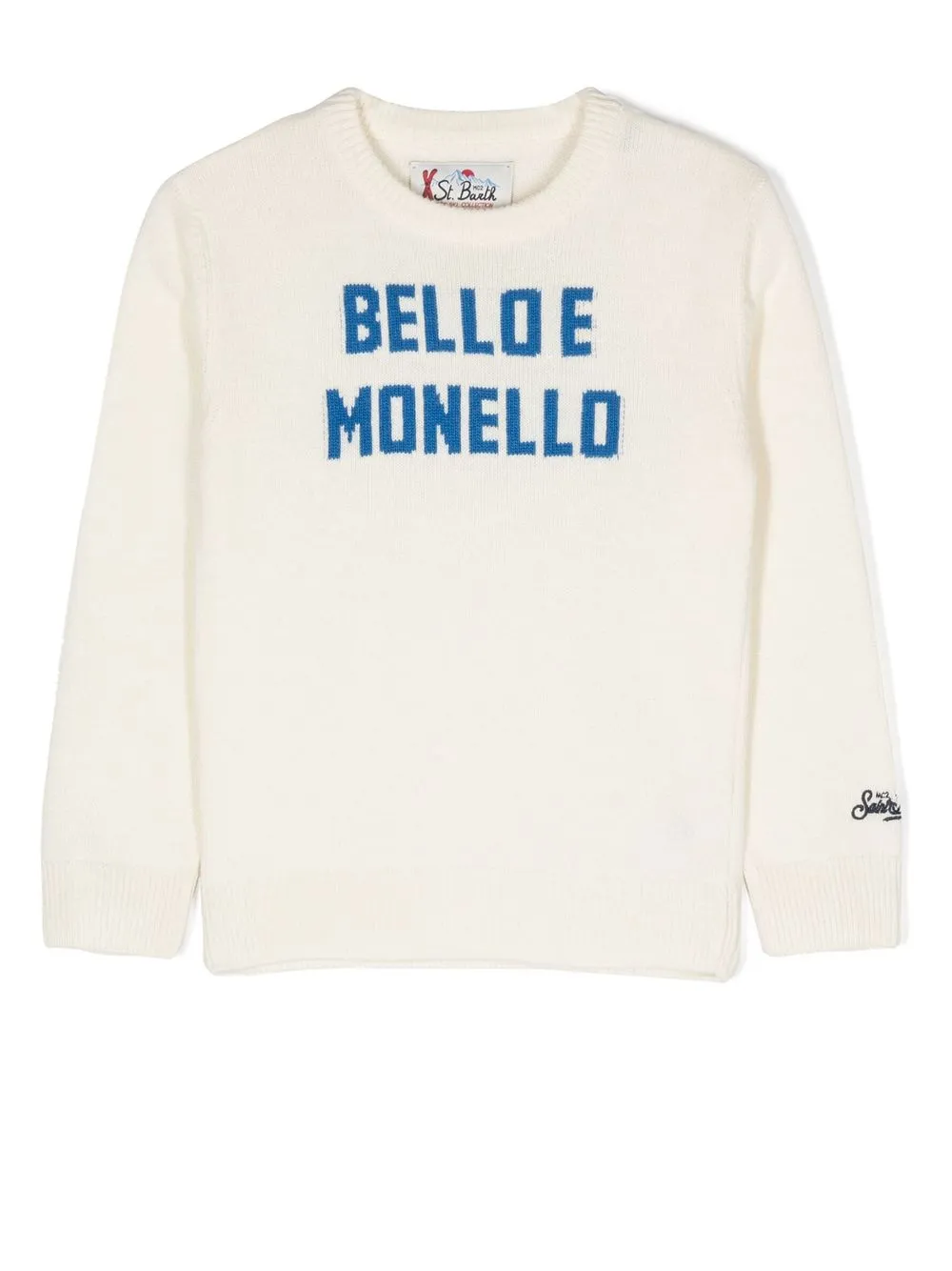 

MC2 Saint Barth Kids slogan intarsia-knit sweater - White