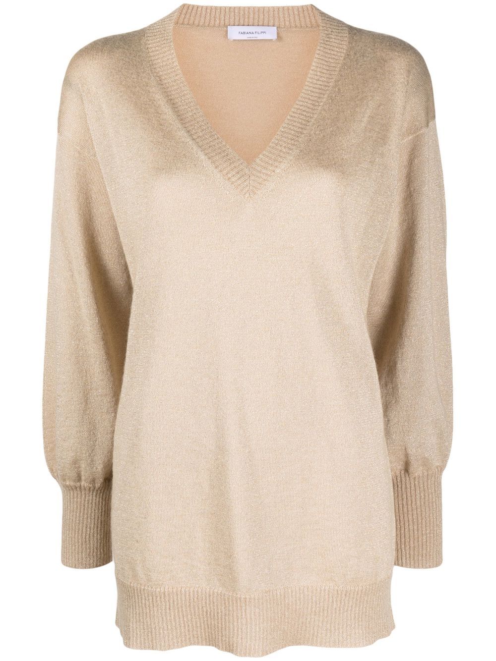 

Fabiana Filippi glitter-detail V-neck jumper - Neutrals