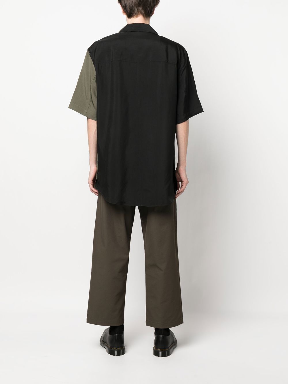Shop Song For The Mute Two-tone Camp-collar Shirt In Schwarz
