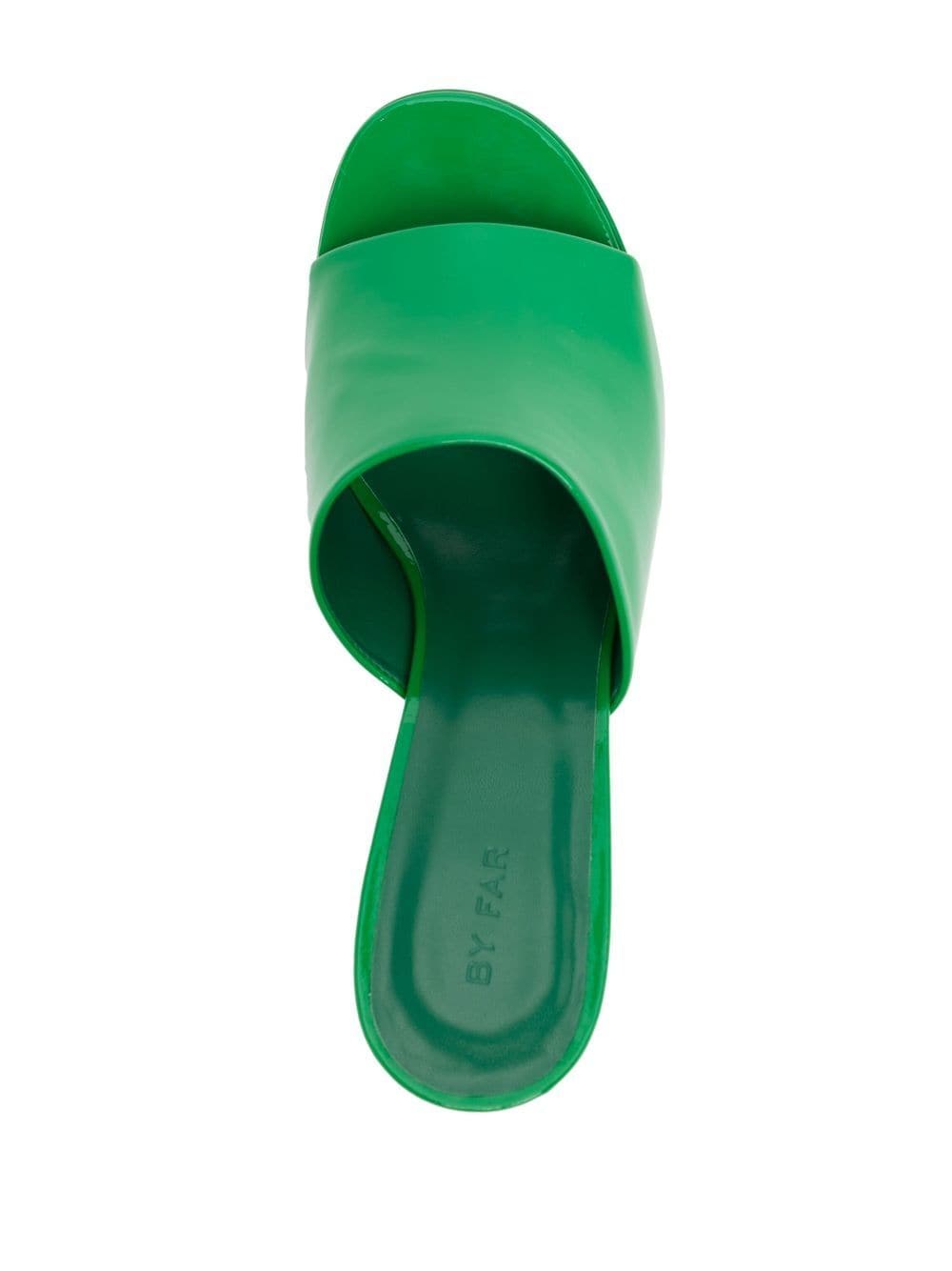 Shop By Far Cala Patent Leather Mules In Green