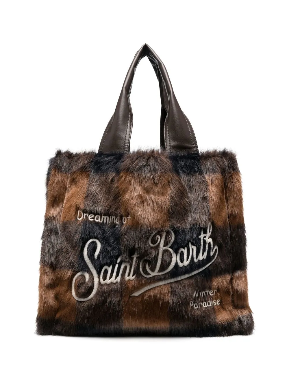 

MC2 Saint Barth faux-fur check tote bag - Brown