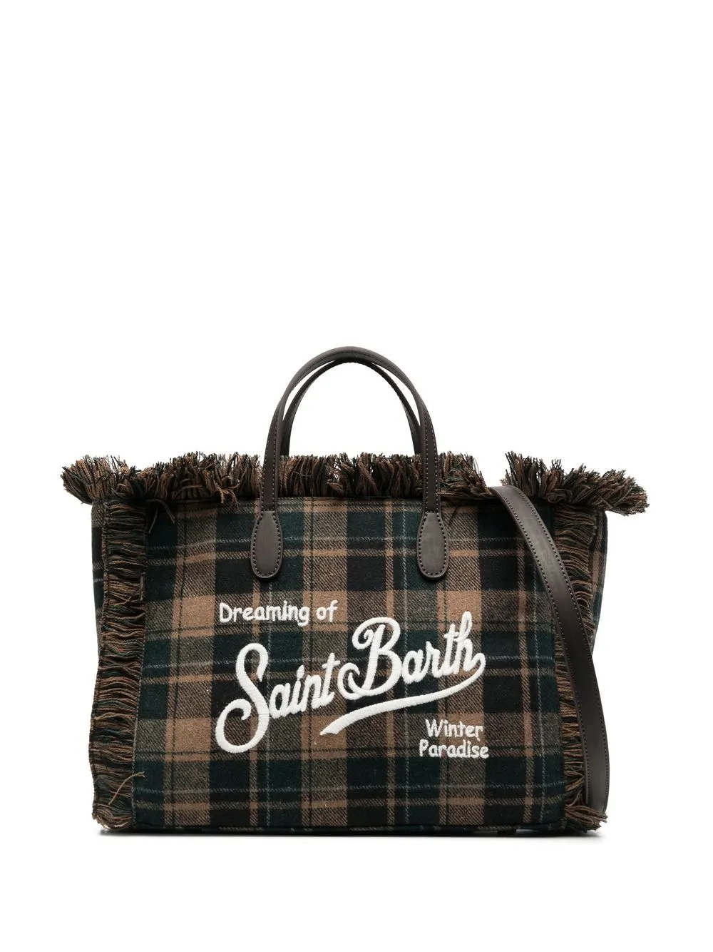 

MC2 Saint Barth Flavea tartan embroidered-logo tote bag - Brown