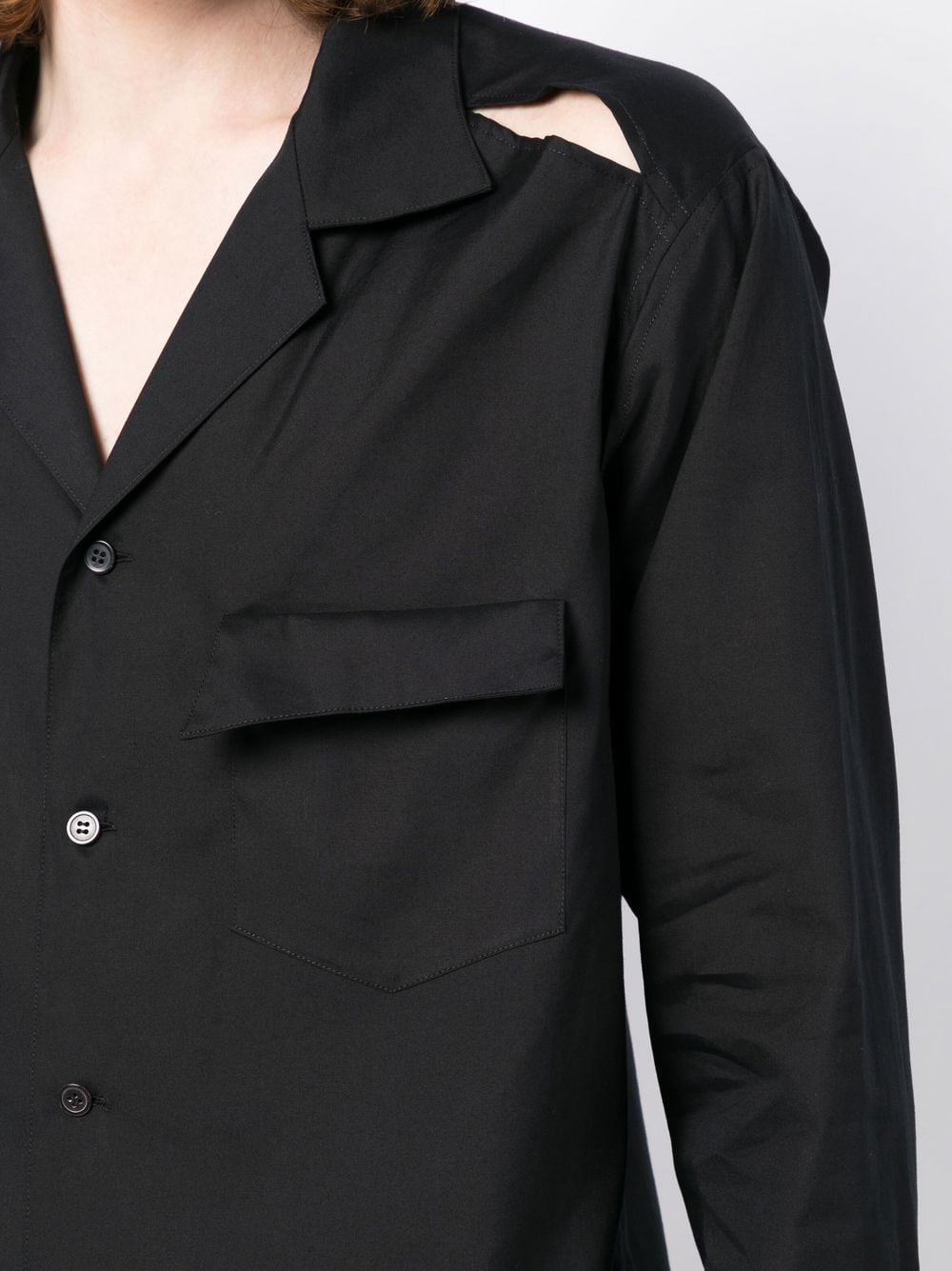 Shop Sulvam Cut-out Asymmetric Shirt In Black