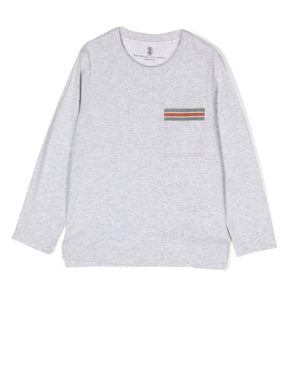 

Brunello Cucinelli Kids stripe-trim pocket sweatshirt - Grey