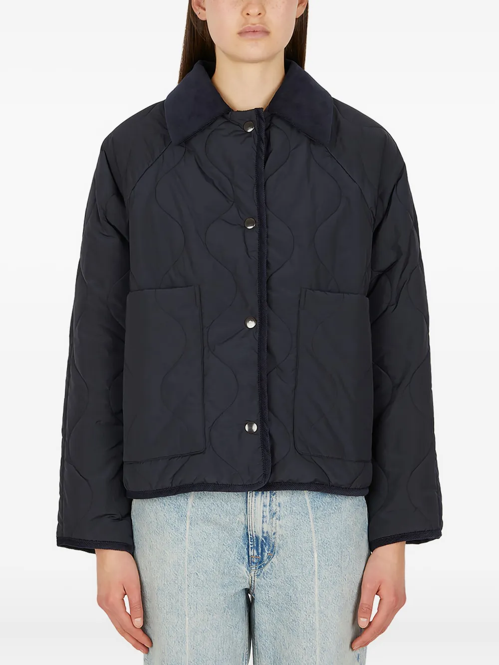 KASSL Editions corduroy-collar quilted jacket | Blue | Image 1