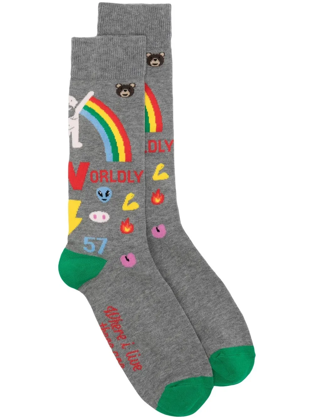 

Walter Van Beirendonck cotton rainbow socks - Grey