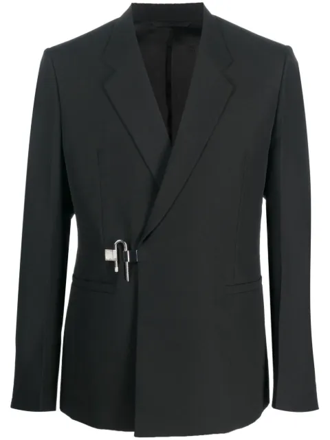 Givenchy بليزر صوف أسود بقفل U