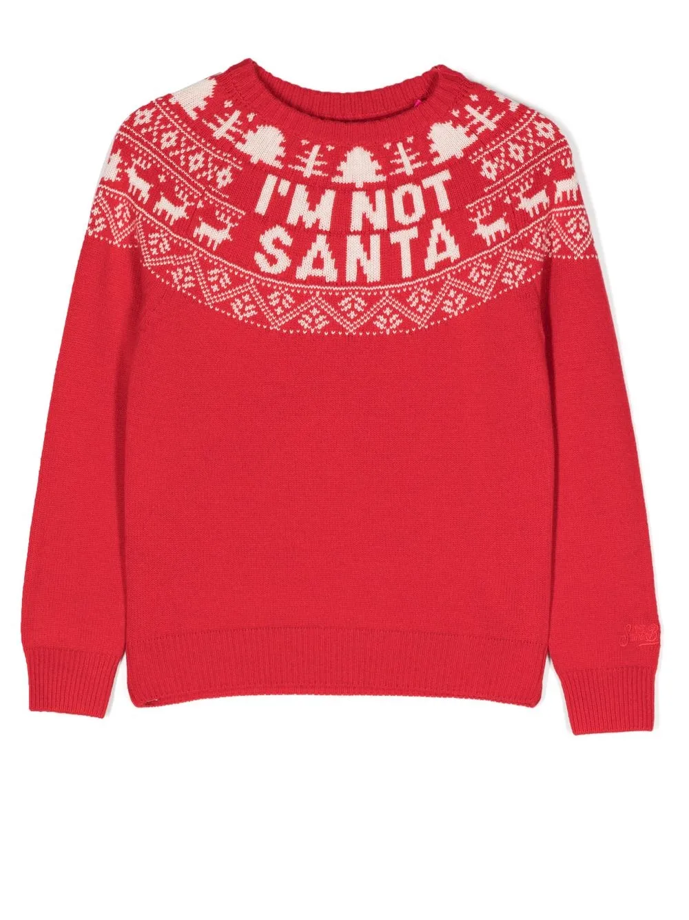 

MC2 Saint Barth Kids slogan intarsia-knit jumper - Red