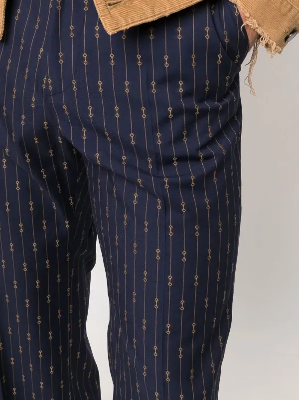 Gucci Horsebit-print straight-leg Trousers | Blue | FARFETCH
