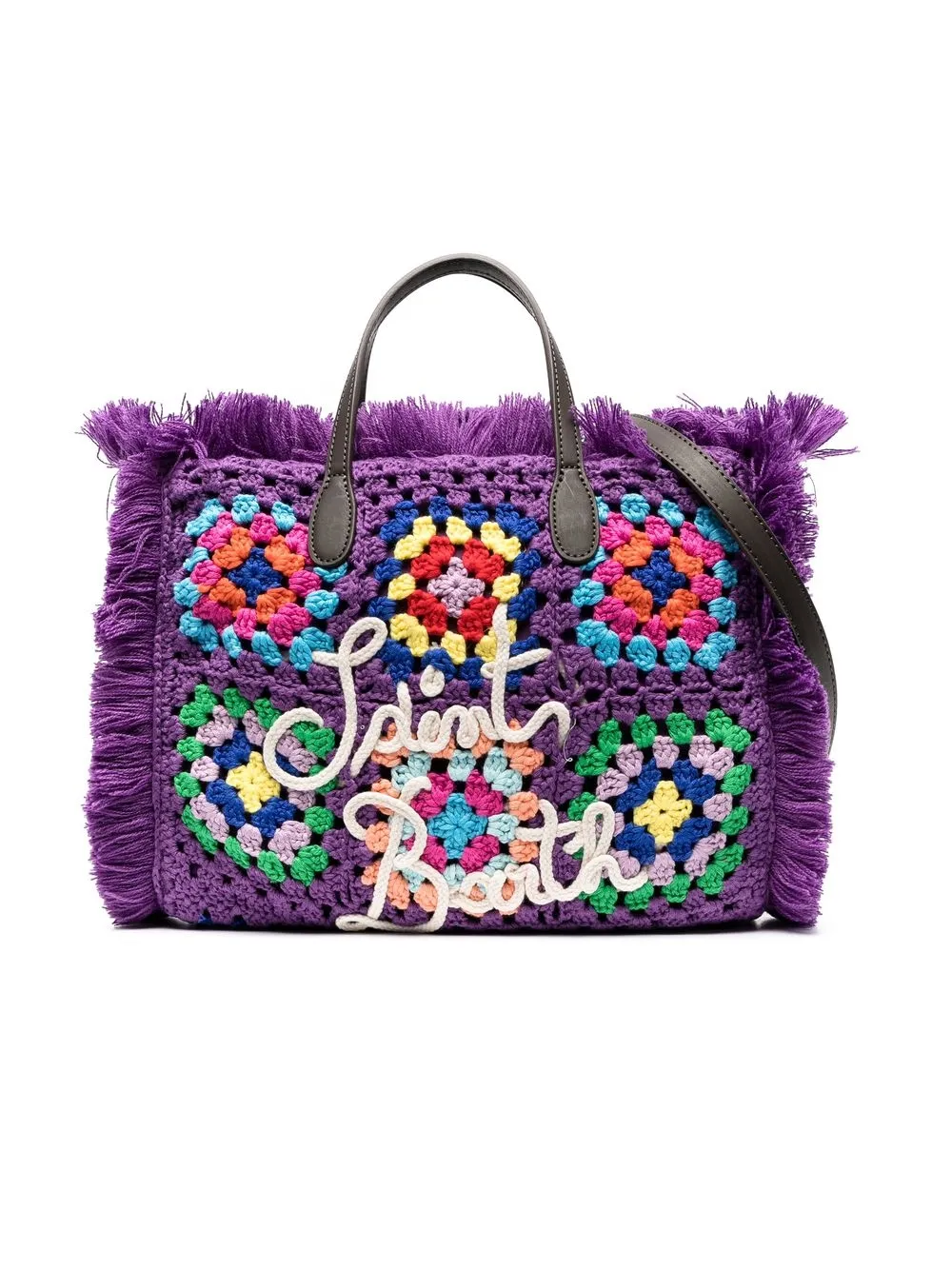 

MC2 Saint Barth Kids crochet embroidered-slogan shoulder bag - Purple