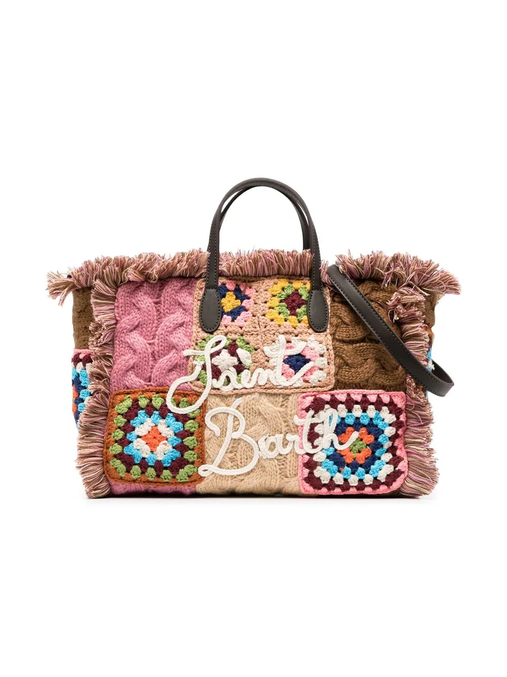 

MC2 Saint Barth Kids crochet patchwork shoulder bag - Brown